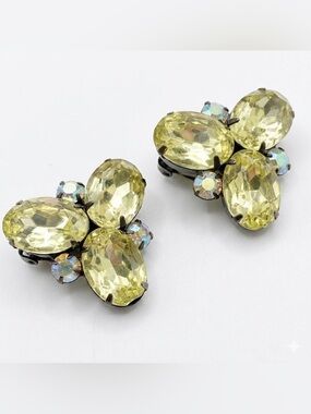 Thelma Deutsch Vintage Crystal Cluster Clip-On Earrings